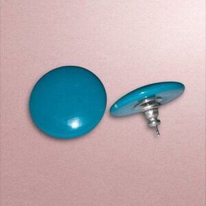Vintage-Inspired Blue Resin Round Stud Earrings
